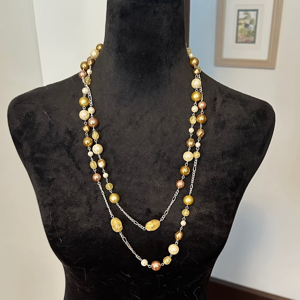 Talbots Gold and Brown Beaded Necklace